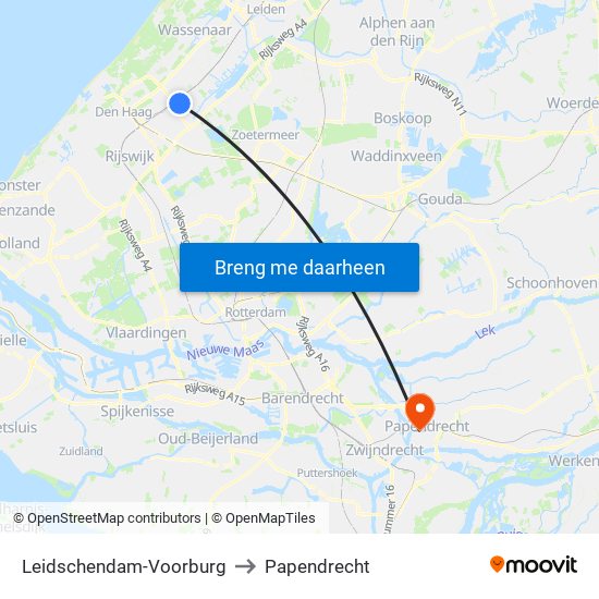 Leidschendam-Voorburg to Papendrecht map