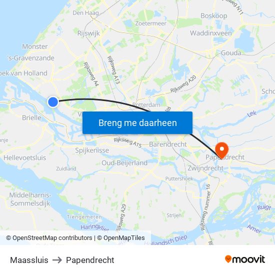 Maassluis to Papendrecht map