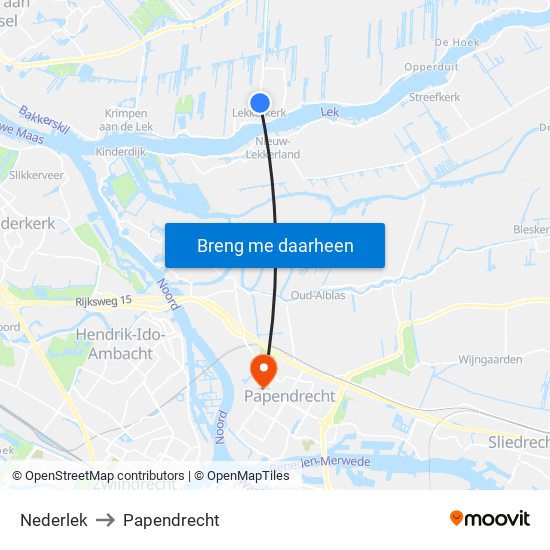 Nederlek to Papendrecht map