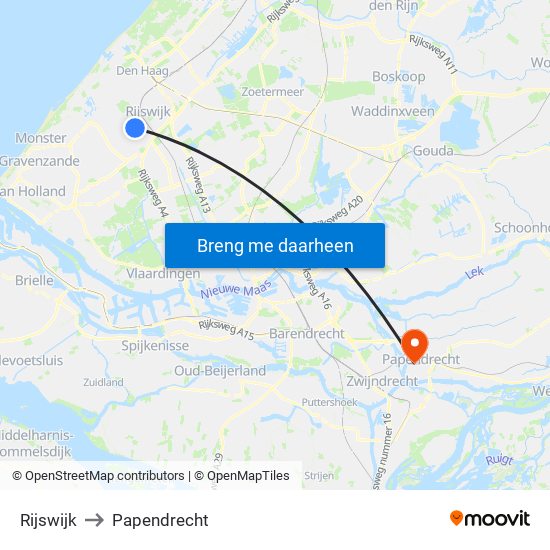 Rijswijk to Papendrecht map