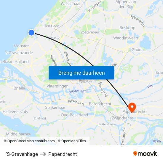 'S-Gravenhage to Papendrecht map