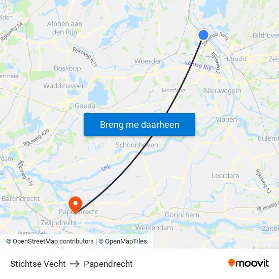 Stichtse Vecht to Papendrecht map