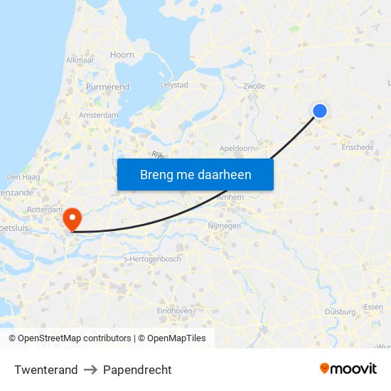 Twenterand to Papendrecht map
