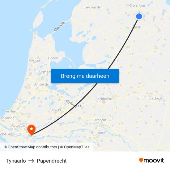 Tynaarlo to Papendrecht map