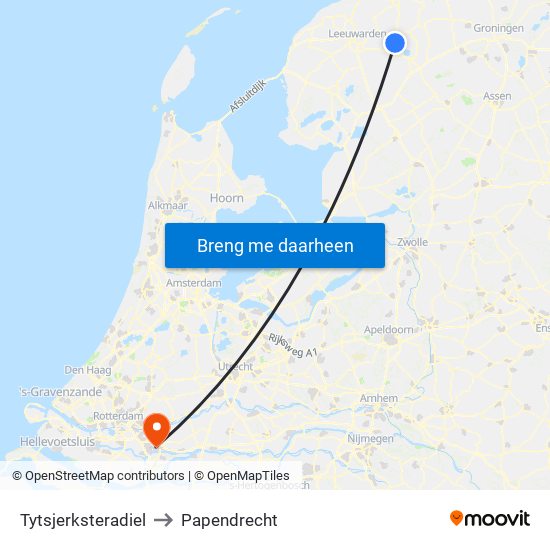 Tytsjerksteradiel to Papendrecht map