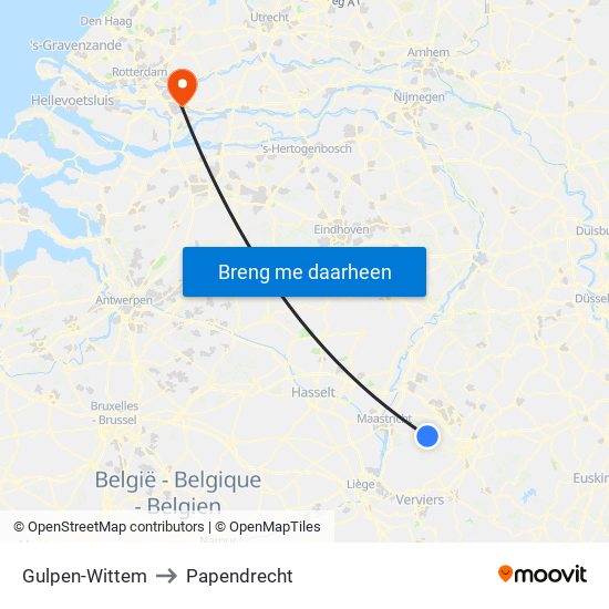 Gulpen-Wittem to Papendrecht map