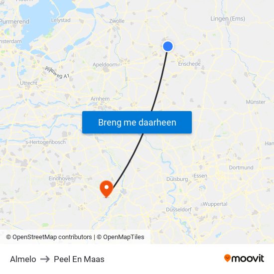 Almelo to Peel En Maas map