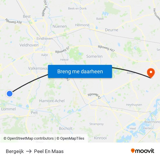 Bergeijk to Peel En Maas map