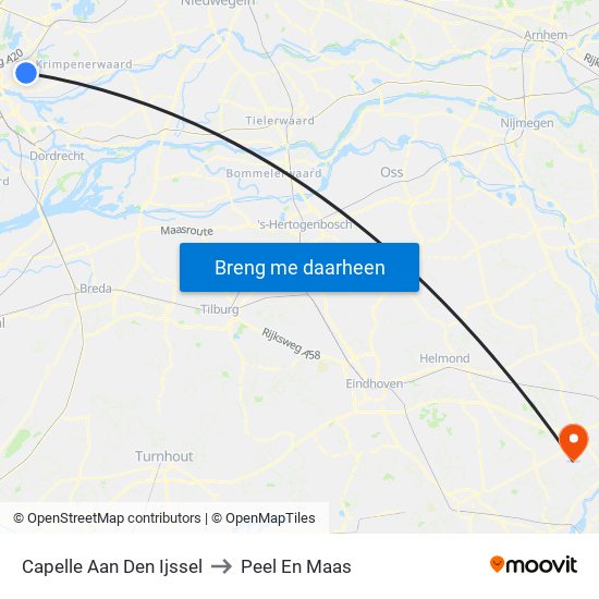 Capelle Aan Den Ijssel to Peel En Maas map