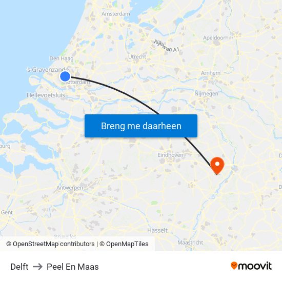 Delft to Peel En Maas map