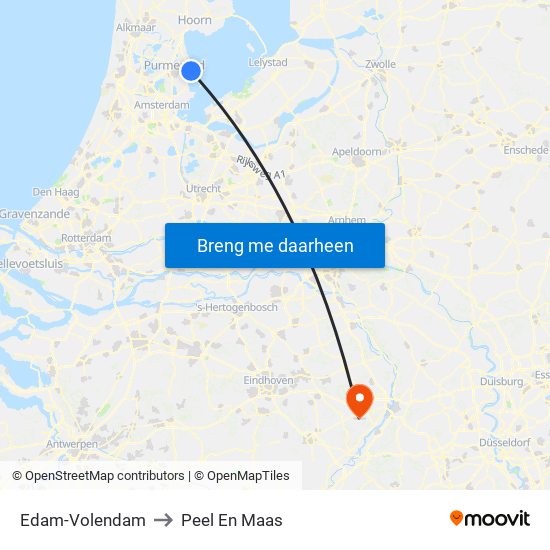 Edam-Volendam to Peel En Maas map