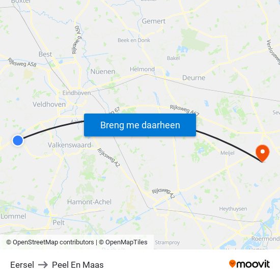 Eersel to Peel En Maas map