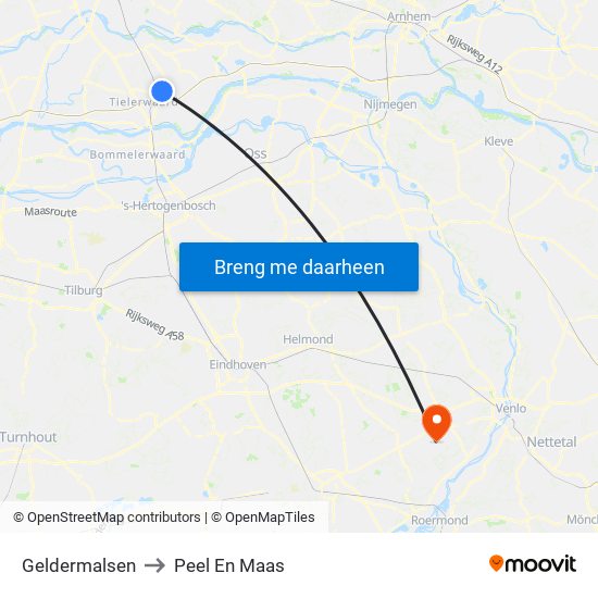 Geldermalsen to Peel En Maas map