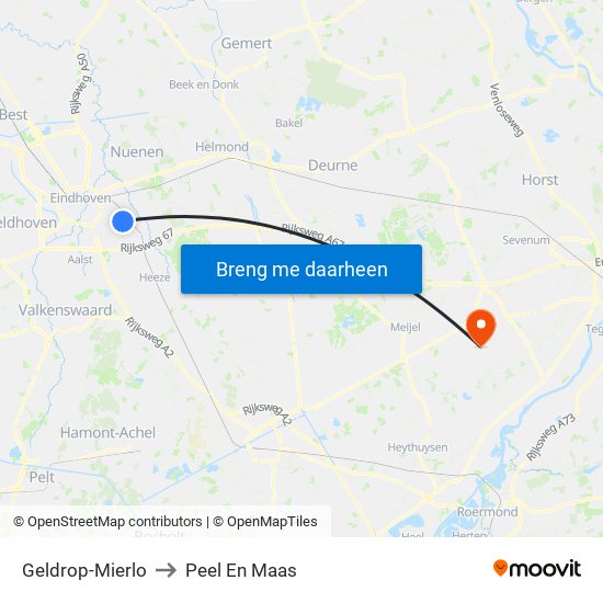 Geldrop-Mierlo to Peel En Maas map