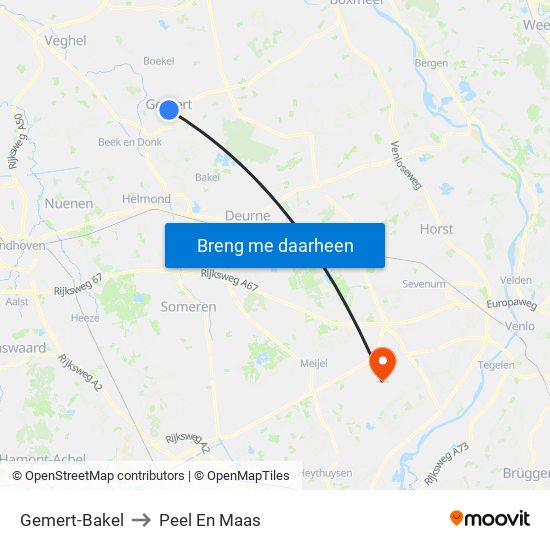Gemert-Bakel to Peel En Maas map