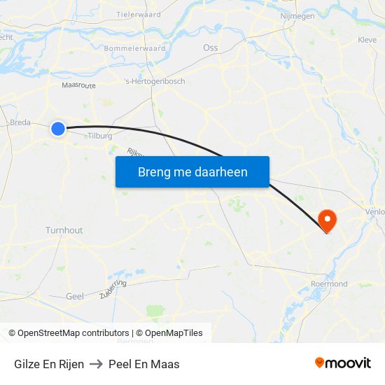 Gilze En Rijen to Peel En Maas map