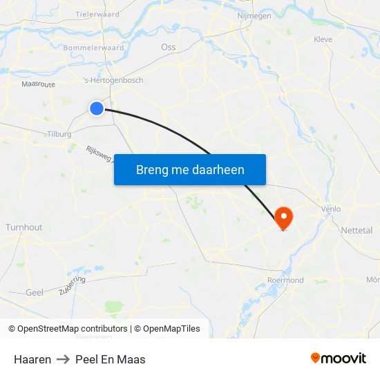 Haaren to Peel En Maas map