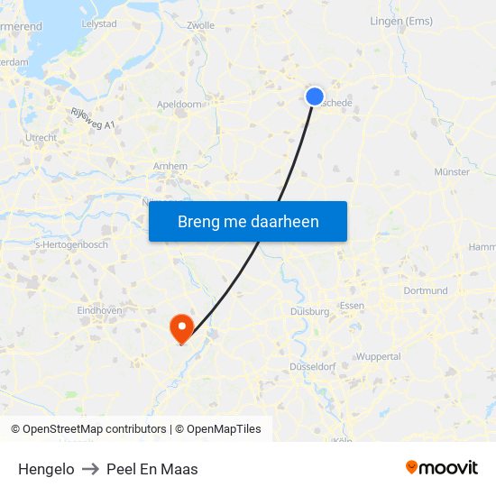 Hengelo to Peel En Maas map