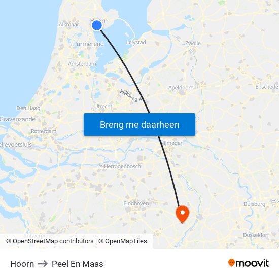 Hoorn to Peel En Maas map