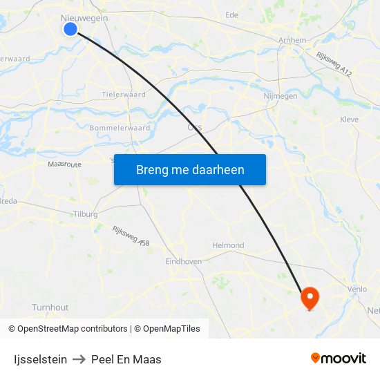 Ijsselstein to Peel En Maas map
