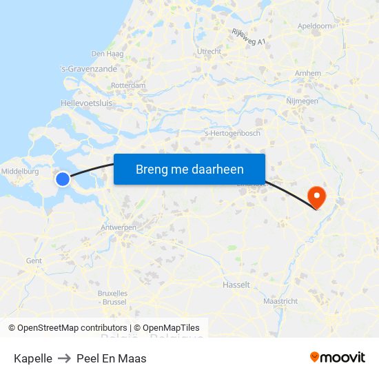 Kapelle to Peel En Maas map