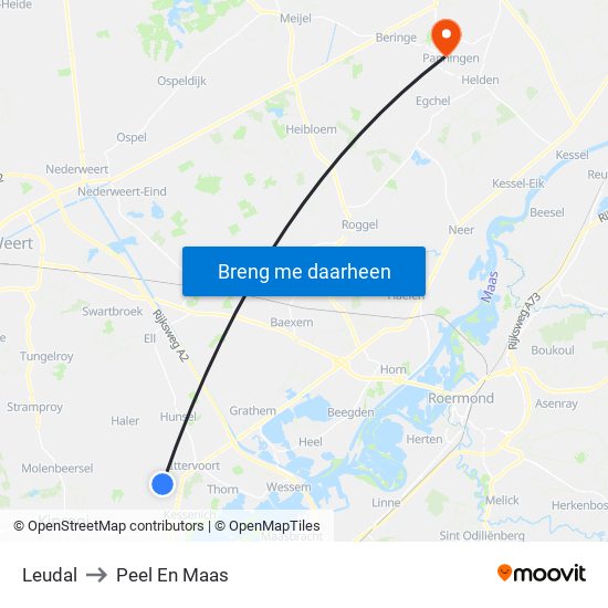 Leudal to Peel En Maas map