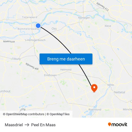 Maasdriel to Peel En Maas map
