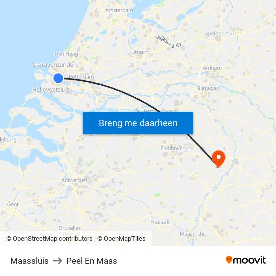 Maassluis to Peel En Maas map