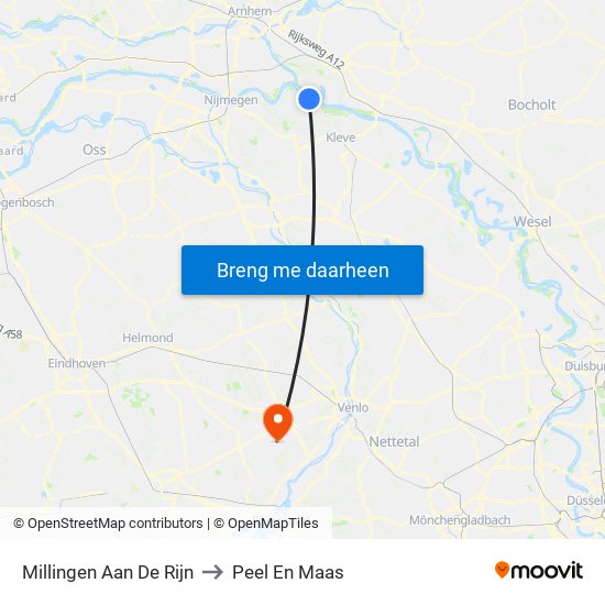 Millingen Aan De Rijn to Peel En Maas map