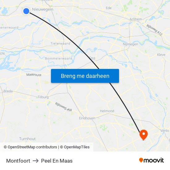 Montfoort to Peel En Maas map