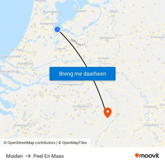 Muiden to Peel En Maas map