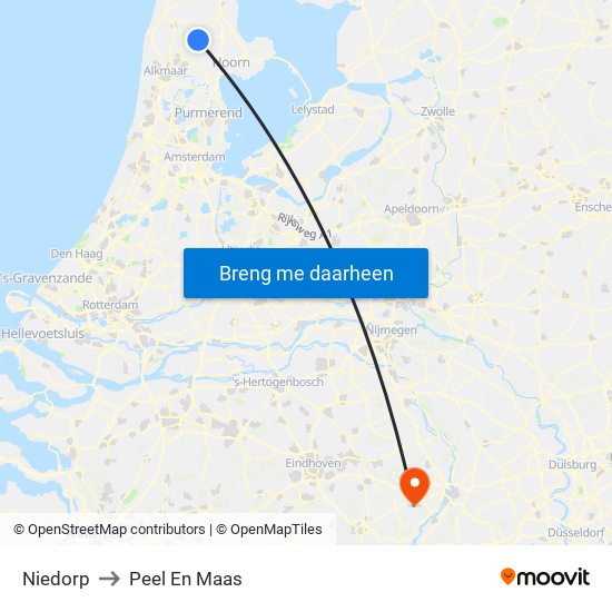 Niedorp to Peel En Maas map