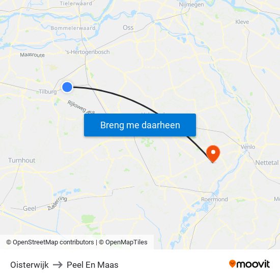 Oisterwijk to Peel En Maas map