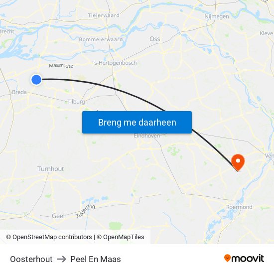 Oosterhout to Peel En Maas map