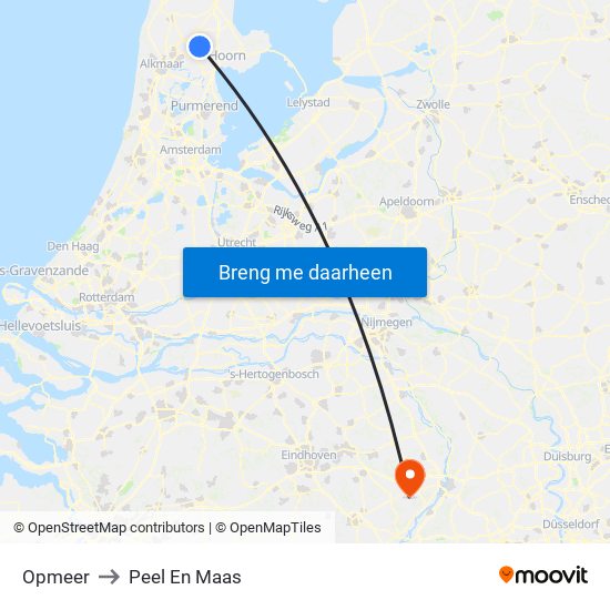 Opmeer to Peel En Maas map