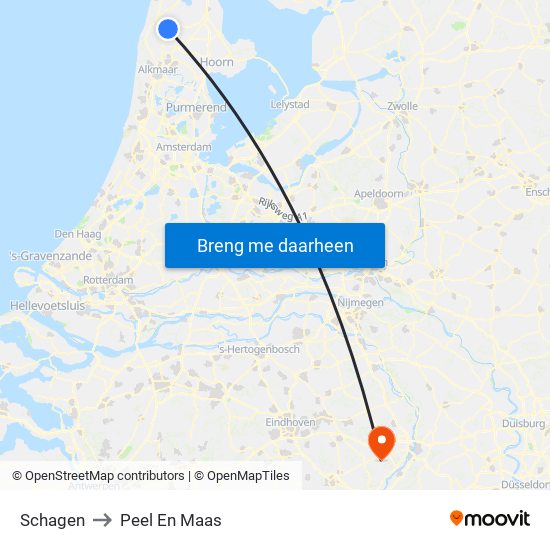 Schagen to Peel En Maas map