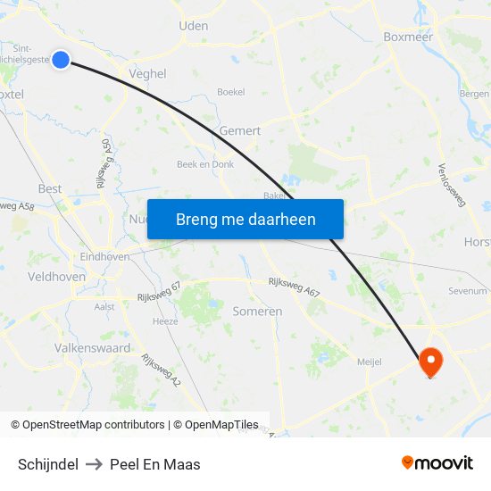 Schijndel to Peel En Maas map