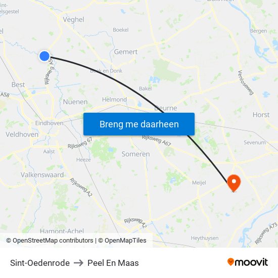 Sint-Oedenrode to Peel En Maas map
