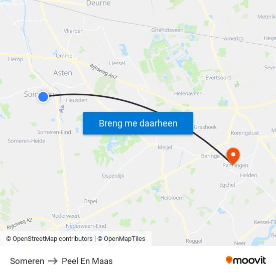 Someren to Peel En Maas map