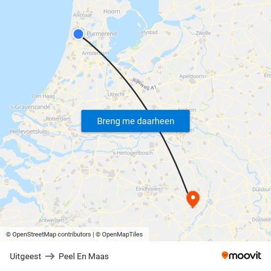 Uitgeest to Peel En Maas map