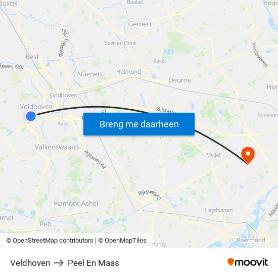 Veldhoven to Peel En Maas map