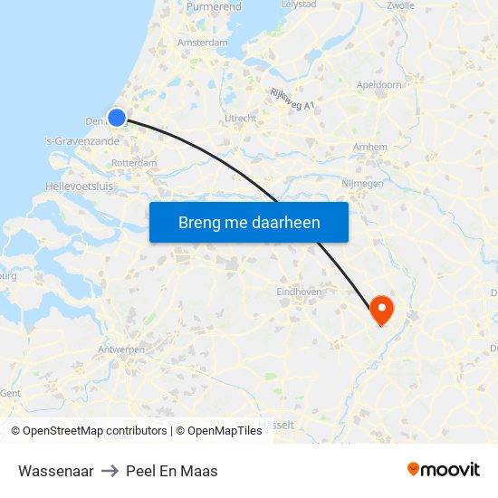 Wassenaar to Peel En Maas map