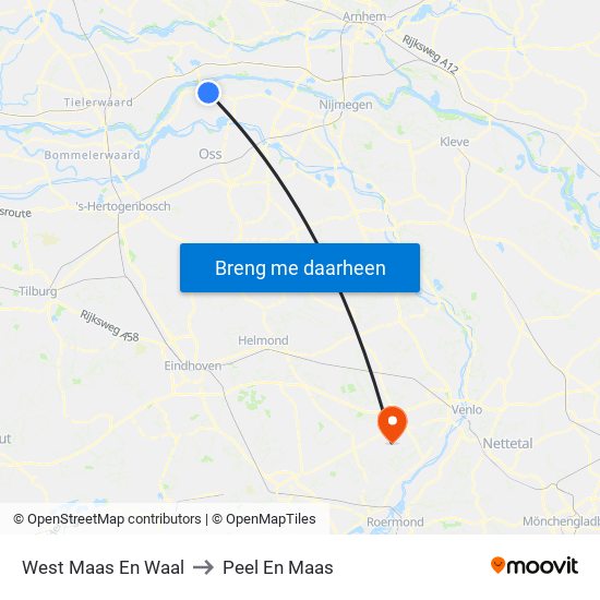 West Maas En Waal to Peel En Maas map