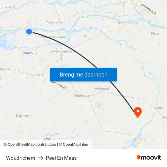 Woudrichem to Peel En Maas map