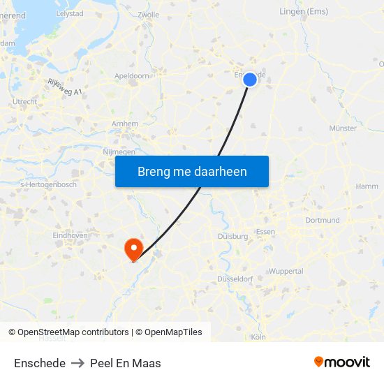 Enschede to Peel En Maas map