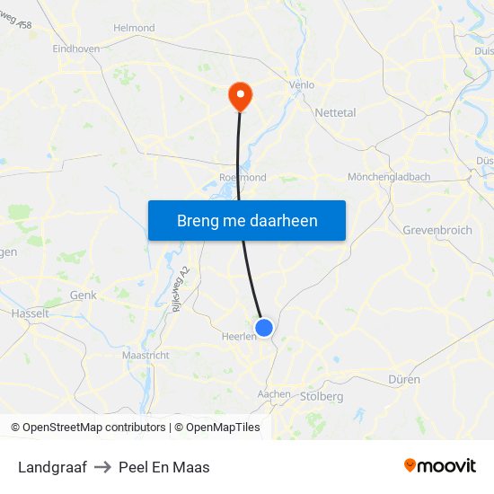 Landgraaf to Peel En Maas map