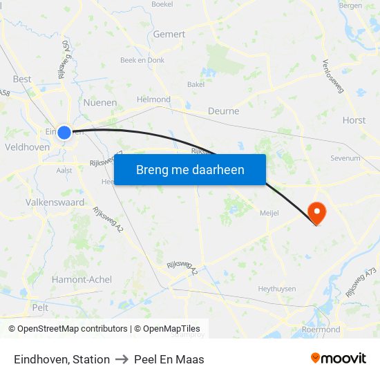 Eindhoven, Station to Peel En Maas map