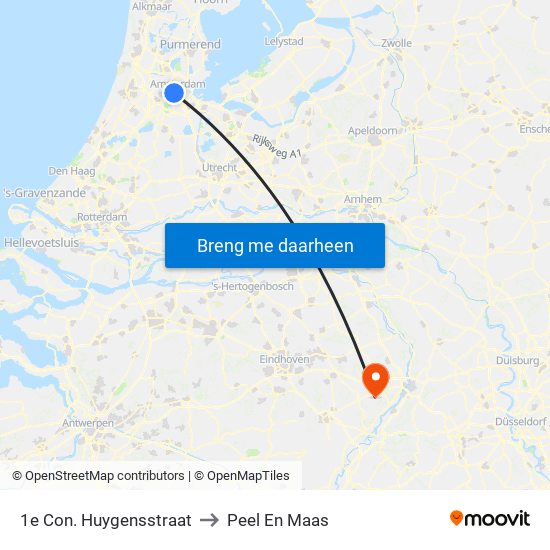 1e Con. Huygensstraat to Peel En Maas map