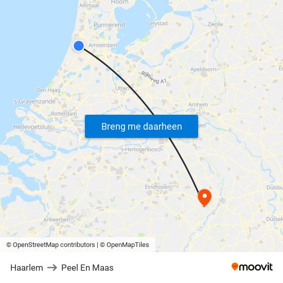 Haarlem to Peel En Maas map