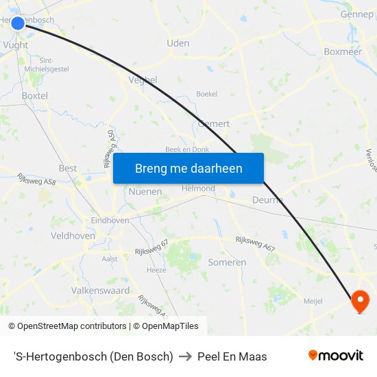 'S-Hertogenbosch (Den Bosch) to Peel En Maas map